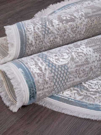 Турецкий ковер AJMAL-LP-289-CREAM-TURQUOISE-OVAL