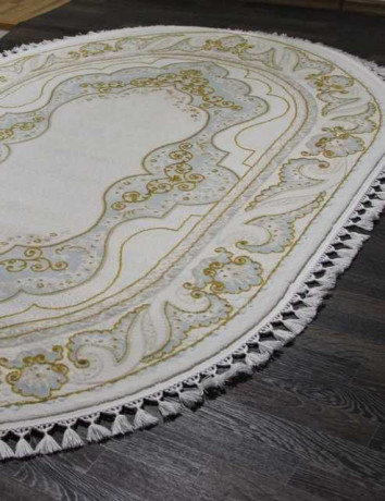 Турецкий ковер HUNKAR-08075A-BLUE-GOLD-OVAL