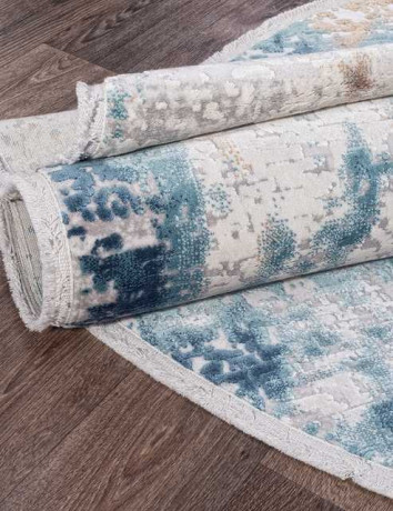 Турецкий ковер ALLURES-12004-CREAM-BLUE-OVAL