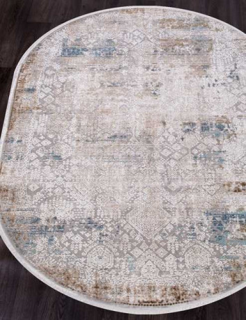 Турецкий ковер ALLURES-12025-CREAM-BLUE-OVAL