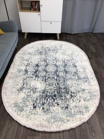 Турецкий ковер DOKU-9338H-BLUE-CREAM-OVAL