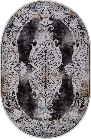 Турецкий ковер ERVA-18131-GRAY-BLACK-OVAL